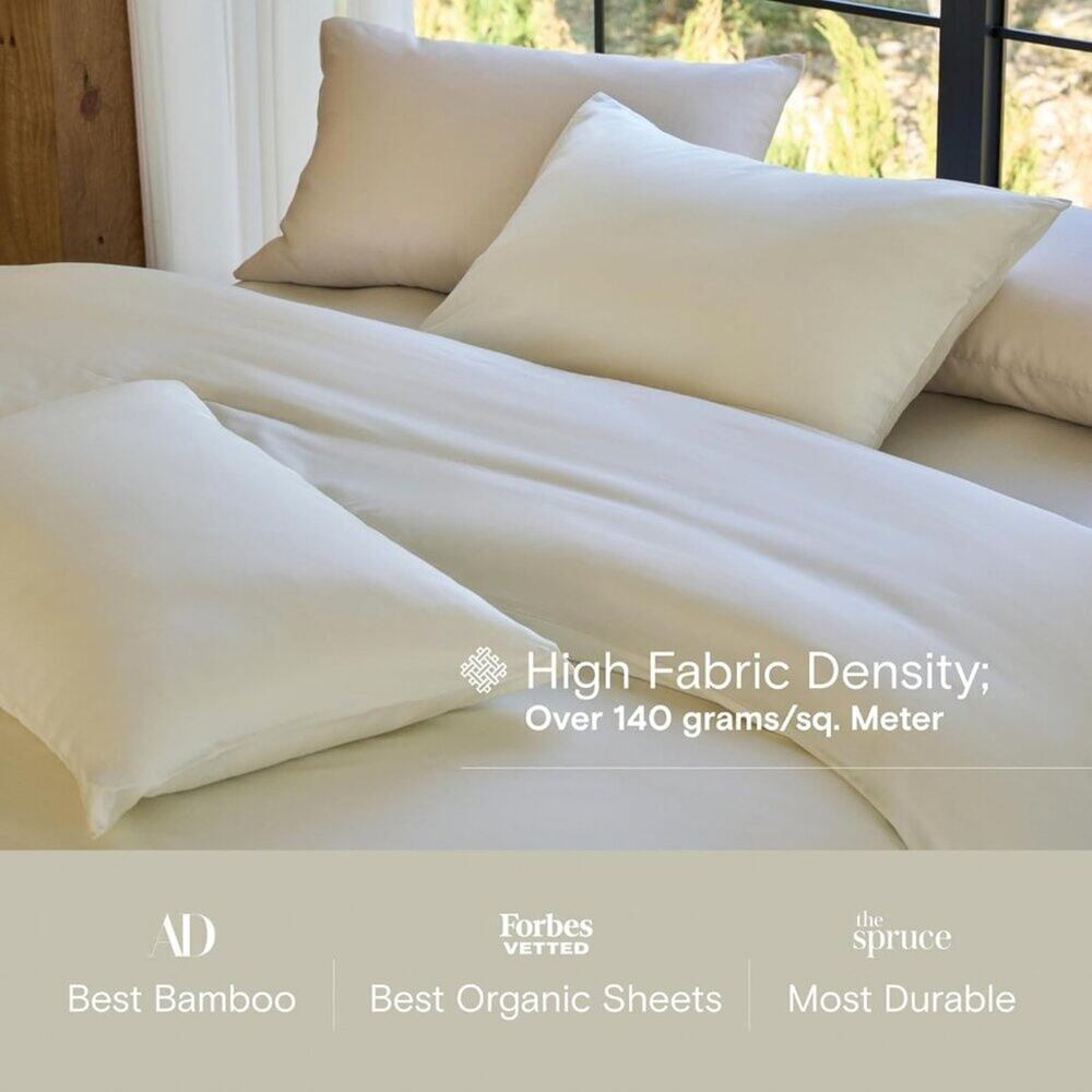 NWT Sijo DOZ Bamboo Sheet Set 4 Piece - 2 Pillowcases 2 Sheets Ivory King - Picture 3 of 4